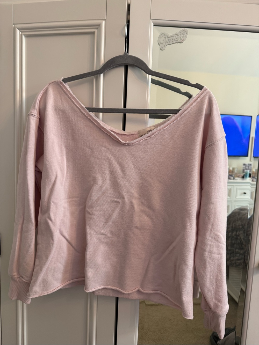 Universal Thread Pink Off-Shoulder Pullover Sweatshirt